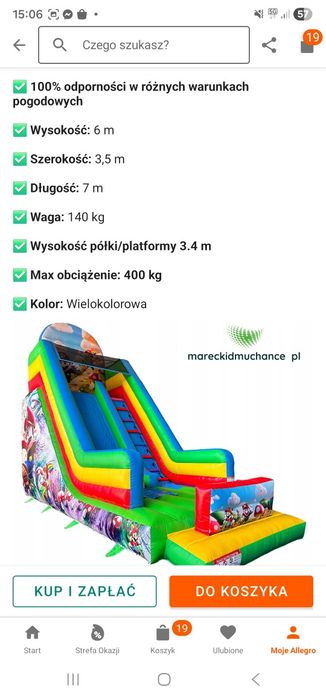Dmuchaniec Szybki Mario na wynajem