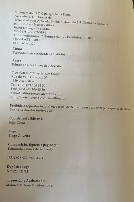 Livro Termodinâmica Aplicada