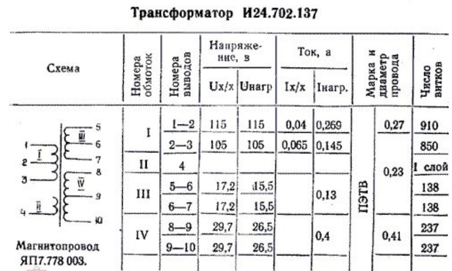 Трансформатор силовой 2х27В и 2х16В тип И24.702.137