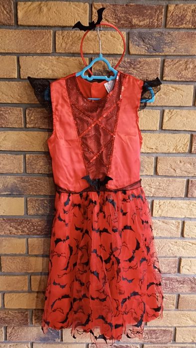 Strój sukienka, czarownica, wiedźma, diablica, nietoperz