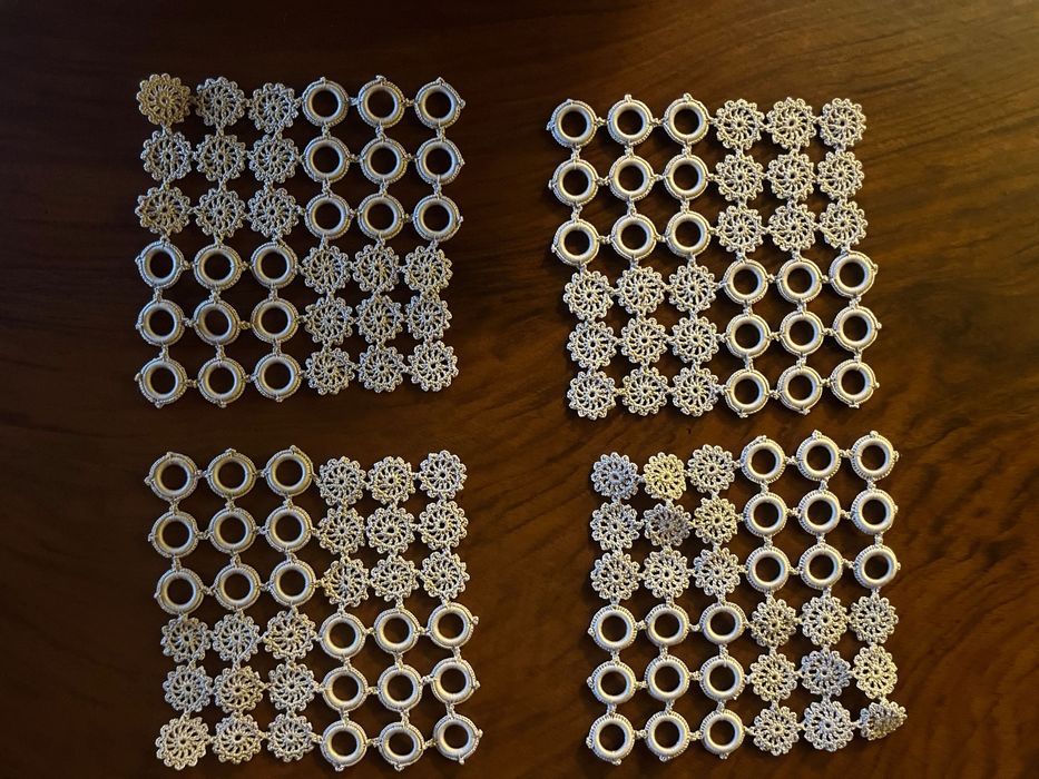 Conjunto de naperons em crochet anos 50