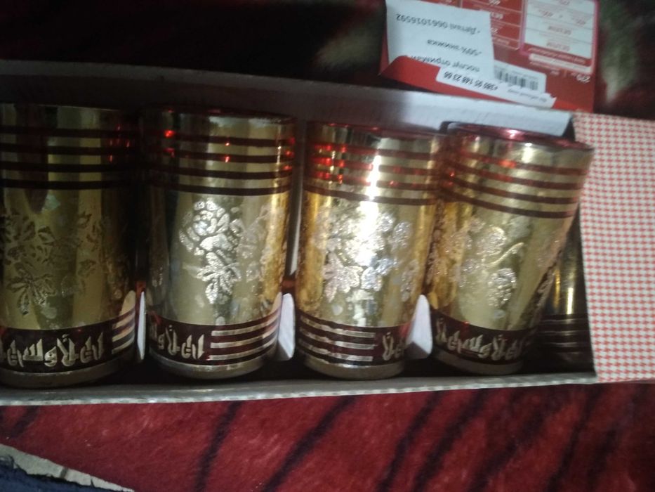 Стакани в позолоте цветноє стекло Радянських Грузия