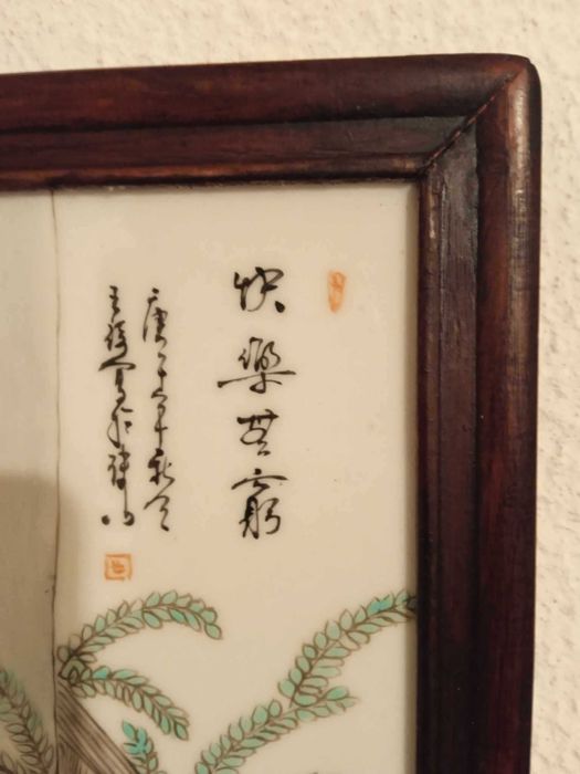 Quadro com placa erótica em cerâmica início do Sec. XX