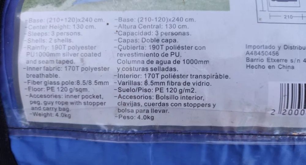 Tenda de campismo 3 pessoas