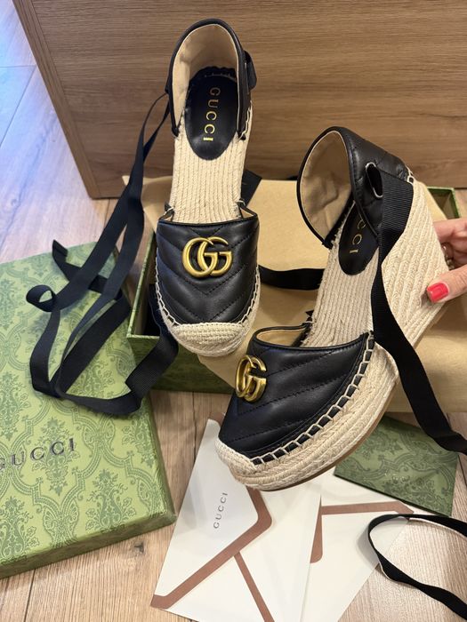 Koturny gucci espadryle buty sandały sandałki 39 nowe czarne obuwie