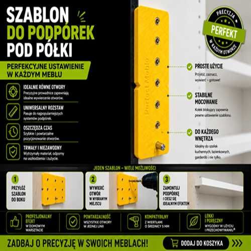 Szablon do wiercenia Podpórek w Meblach