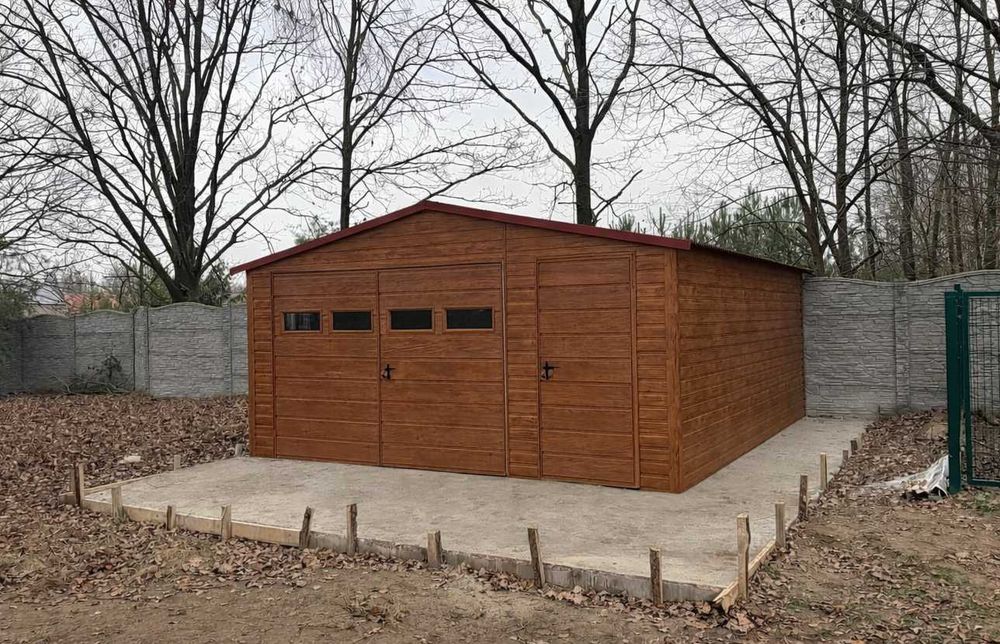 Dwuspadowy Garaż Blaszany 5×5 drewnopodobny  PREMIUM PRODUCENT
