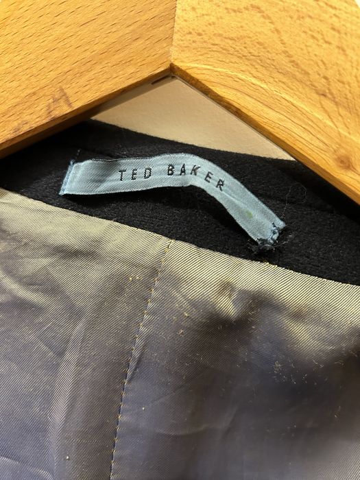 Czarny męski płaszcz L ted baker wełna wełniany elegancki