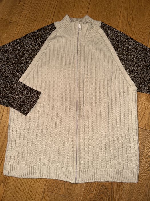 Sweter męski na zamek, beżowy, rozm. L