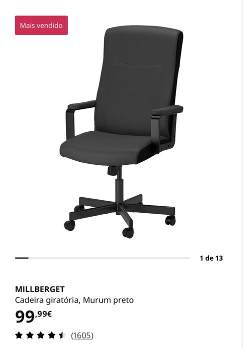 Cadeira de escritório giratória IKEA modelo MILLBERGET