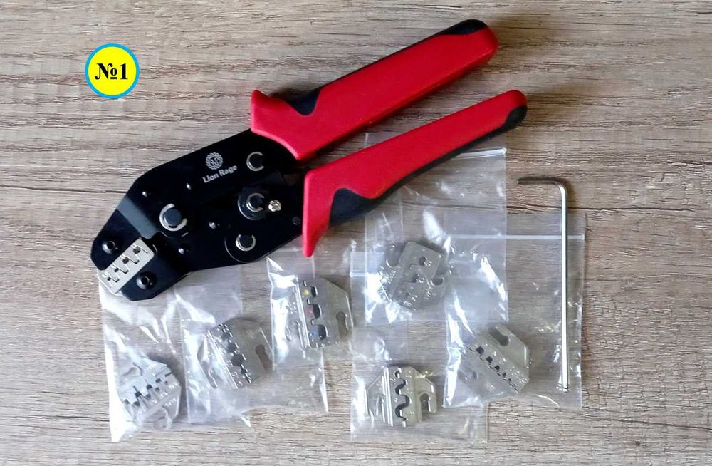 Кримпер, прес-кліщі з набором матриць, сумкою. Набір клем наконечників