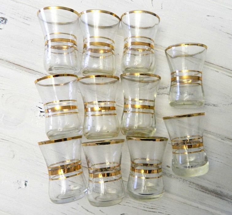 Рюмки стопки с позолотой 12шт Винтаж