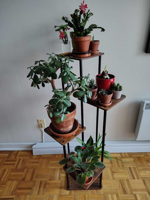 Kwietnik stojak na kwiaty drewniany narożny z 5 poziomami 105 cm