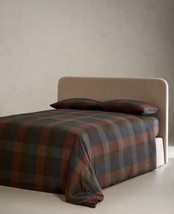 (Cama 90cm: 150 × 220 cm) Capa De Edredão Flanela Quadrados Zara Home