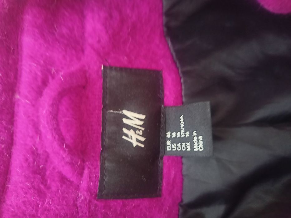 Płaszcz H&M wełniany fuksja/Lila Xl -XXl