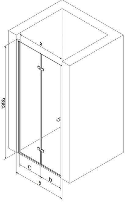 Mexen Lima drzwi prysznicowe składane 100 cm, transparent, chrom