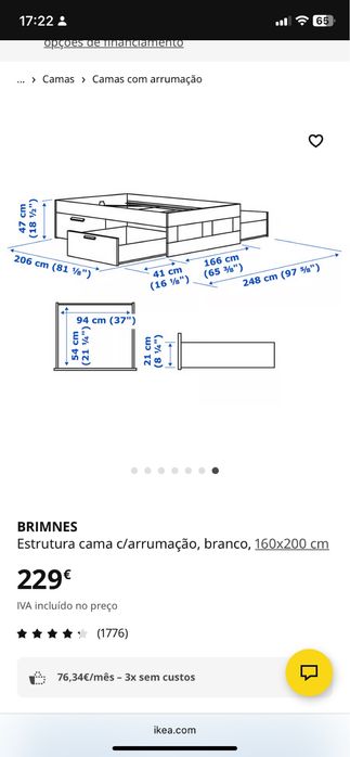 Cama casal Brimnes Ikea + Colchão (Negociavel)