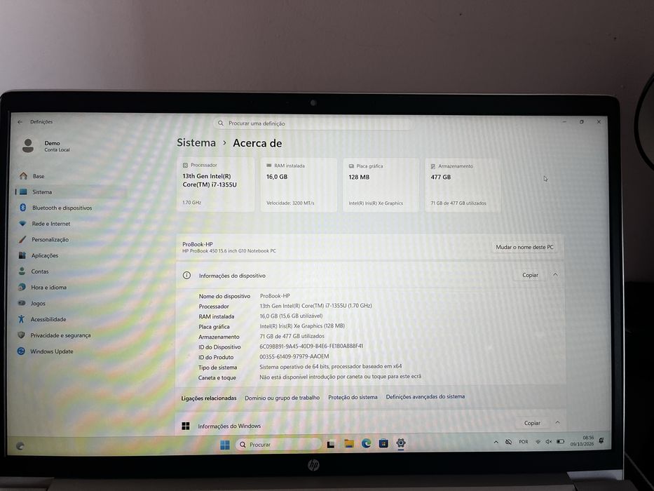 HP ProBook 450 G10 – i7 13.ª geração, 16 GB RAM, 512 GB SSD (2024)