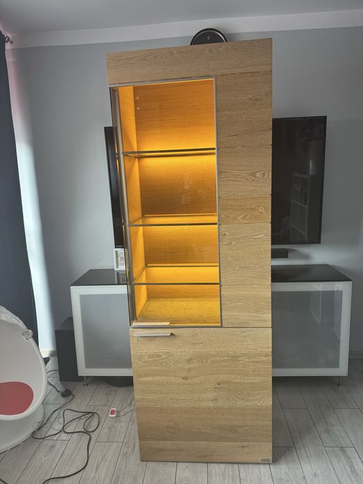 Witryna Kler Hartmann Quadra - dąb szkło, podświetlenie LED