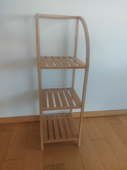 Prateleira de bambu arqueada com 3 níveis 110,5x37x35cm