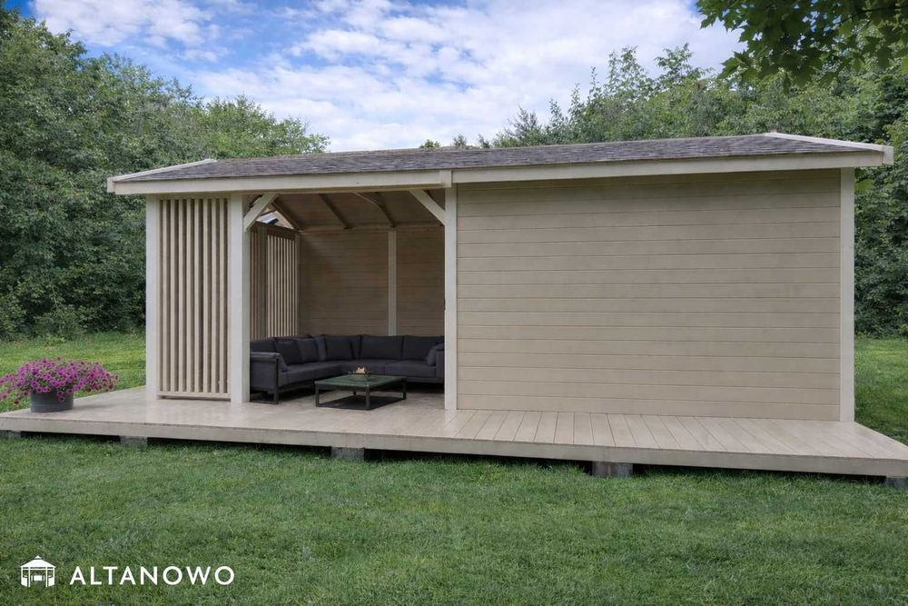 Drewniany domek letniskowy z altaną drewniany 3x6m | producent