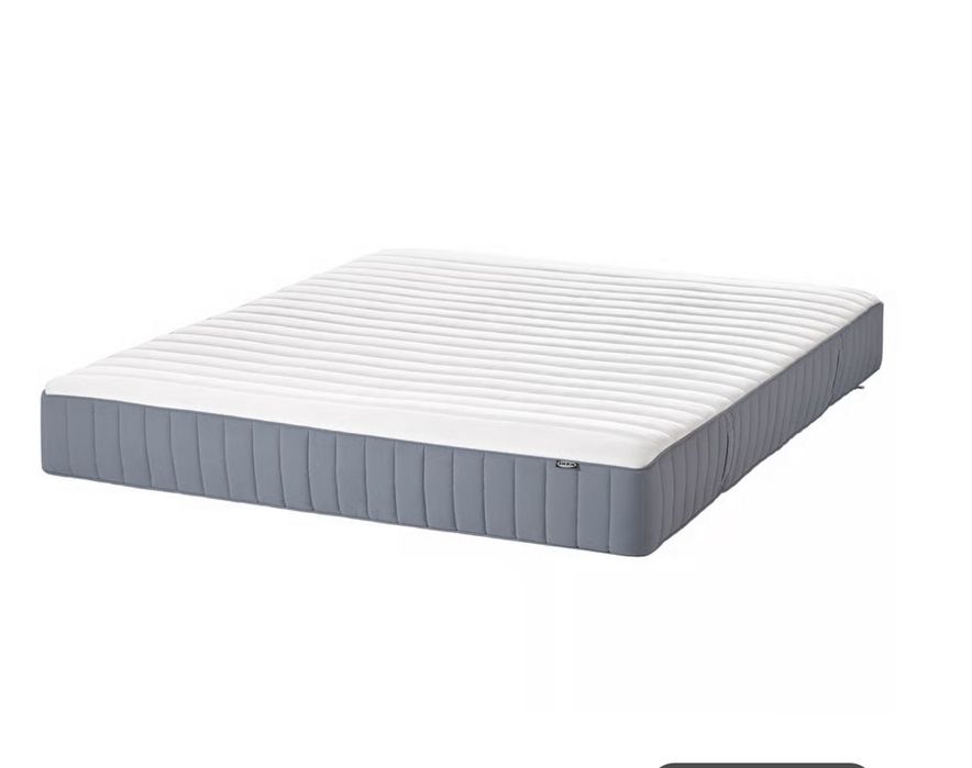 Materac VALEVÅG sprężyny kieszeniowe, średnio twardy/jasnoniebieski