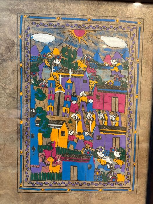 Quadro Arte Folclórica Mexicana — Pintura Original em Papel Amate