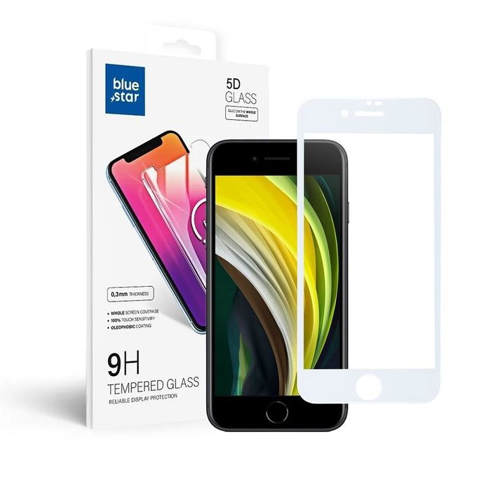 Szkło hartowane do iPhone 7 / 8 / SE 2020 / SE 2022 (full glue) Blue Star 5D białe