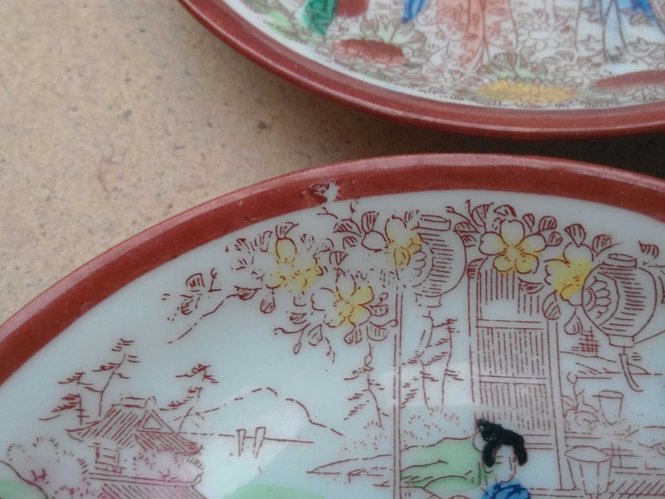 чайный сервиз Гейша Япония фарфор посуда латунь Индия