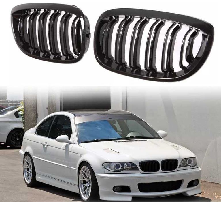 Nerki grill atrapa Czarny połysk BMW E46 COUPE CABRIO LIFT 2003/2007