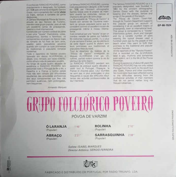 Grupo Folclórico Poveiro	- - - - -	Ó Laranja	- - - - -	EP