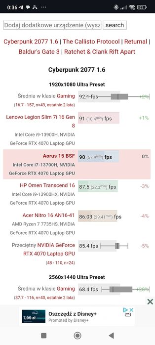 Aorus GIGABYTE 15 RTX 4070 TGP[140W] i7-13700H GWARANCJA