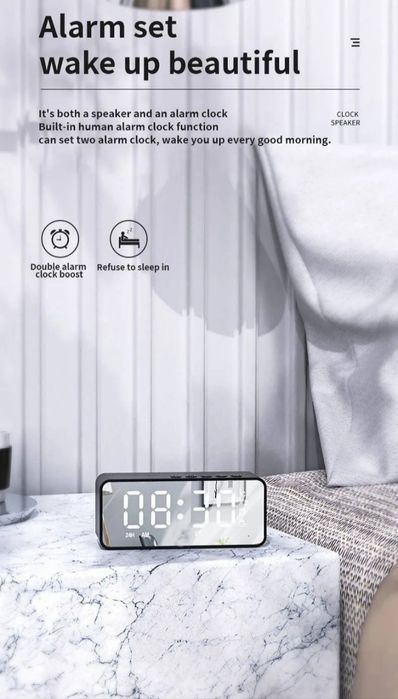Relógio despertador com coluna bluetooth