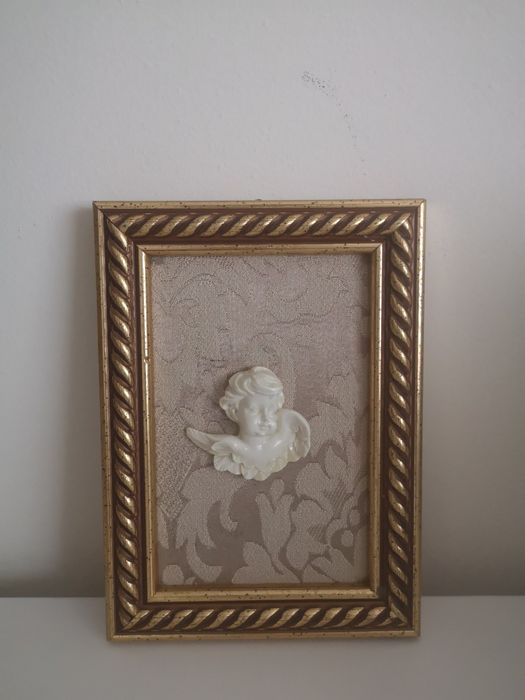 Quadros customizados com tecido e anjos