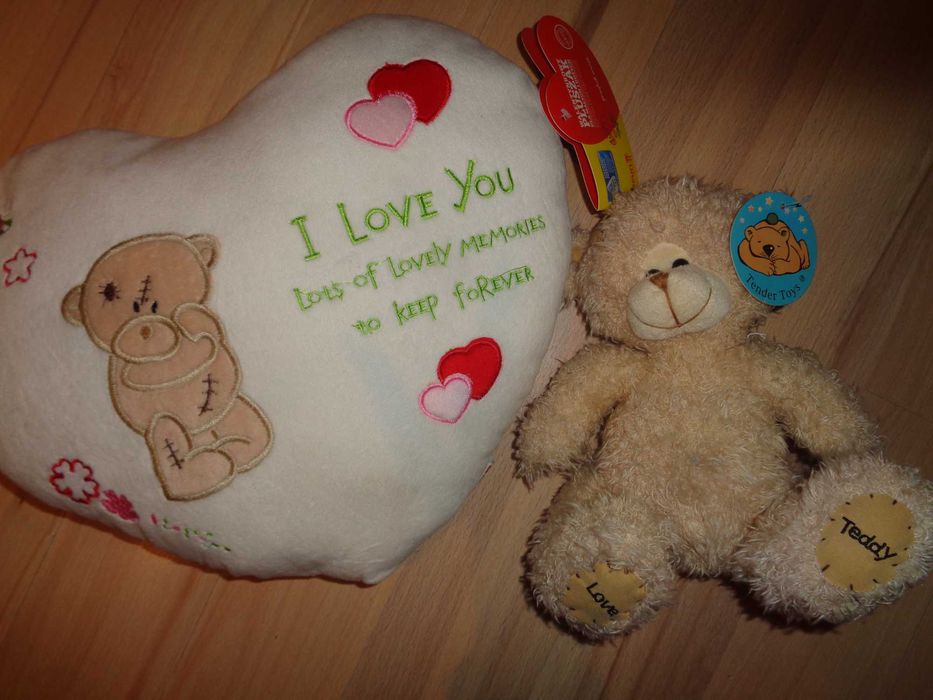 ELEFUN walentynkowy pluszak poduszka serce + MIŚ Teddy OKAZJA zestaw