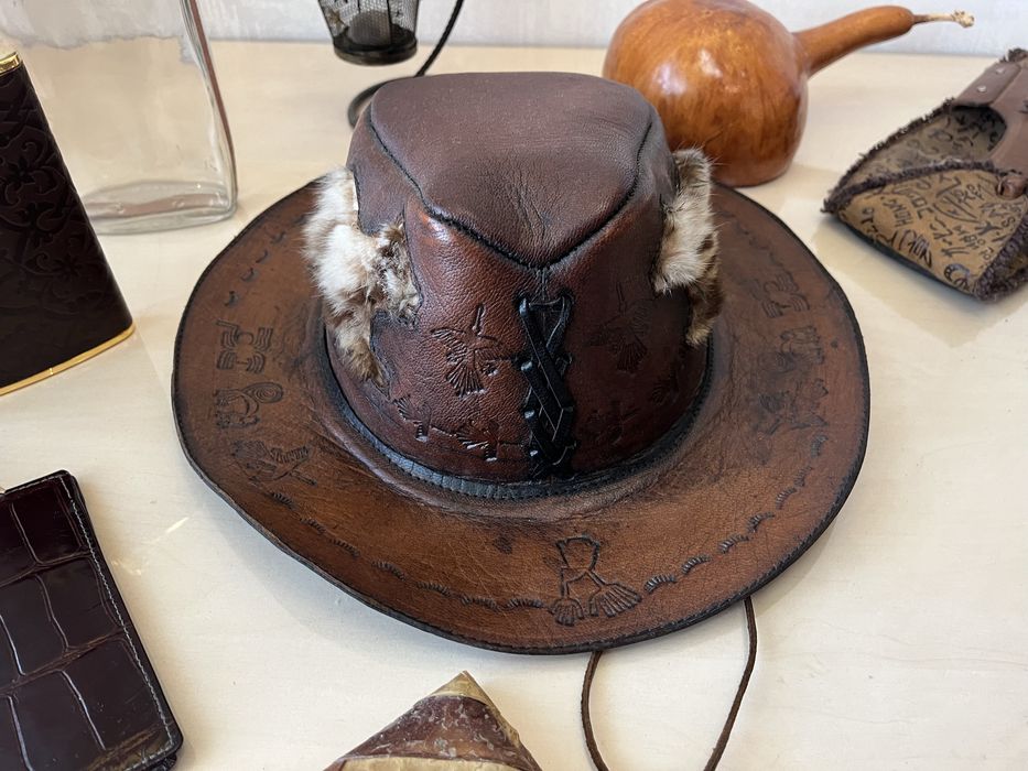 Шляпа тиснёная кожа в ковбойском стиле. Декор. Аксессуар.