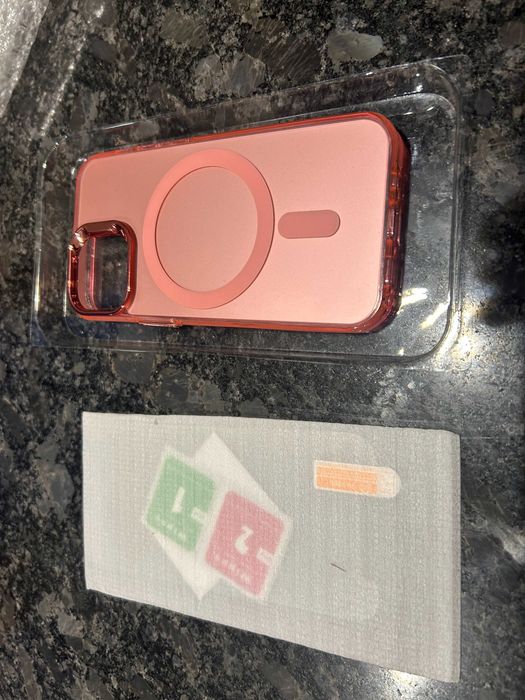 Różowy magnetyczny case iPhone 12/13 mini plus szybka - nowe!