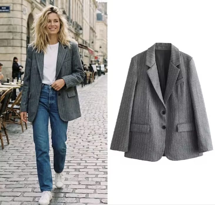 Женский пиджак в полоску