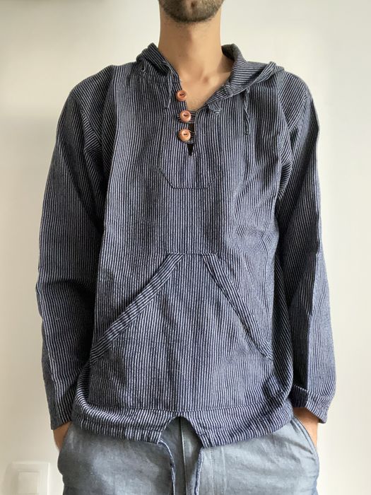 Camisola capuz azul