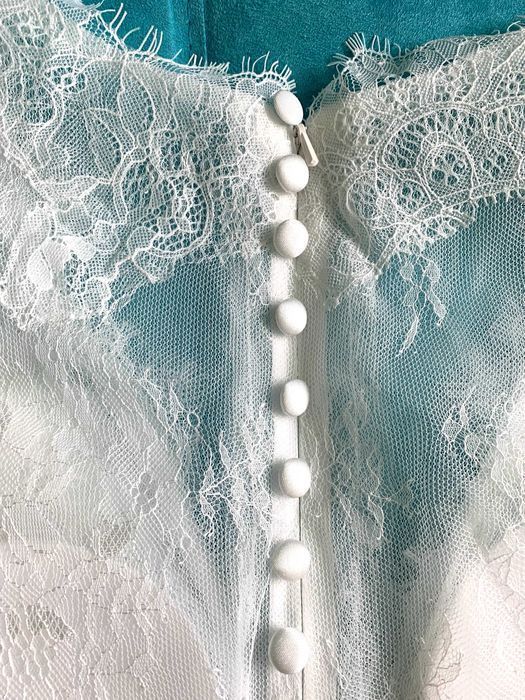 Suknia ślubna #48 boho koronka ivory długi rękaw tren rozmiar 44 XXL