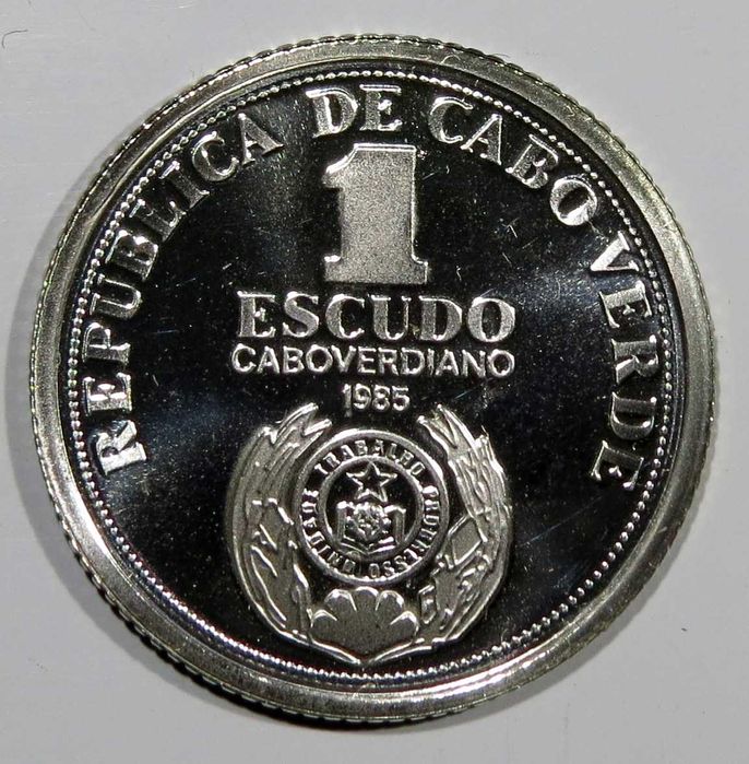 Estojo Cabo Verde com 1 & 10$ 1985 PRATA PROOF - FDC