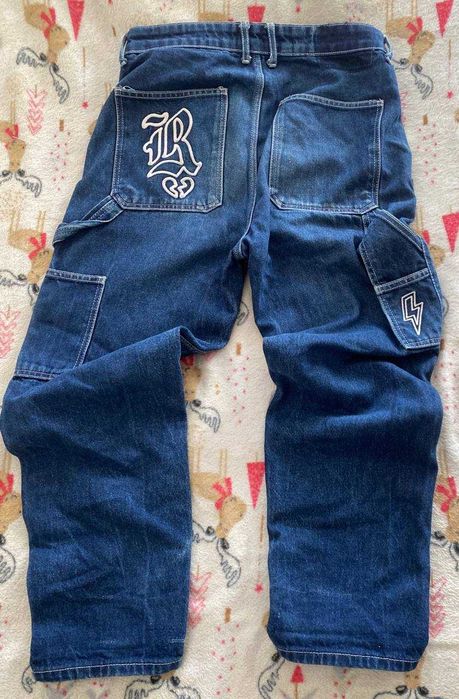 Широкие джинсы карпентеры FSBN Baggy Jeans с вышивкой Y2K / Скейт