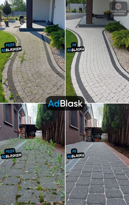 Mycie / czyszczenie kostki brukowej, polbruku