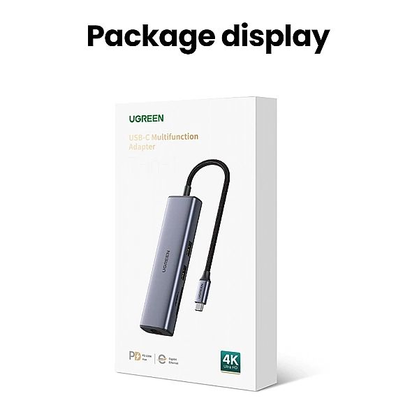 Adapter Ugreen CM512, 90568 USB-C - 2x USB-A 3.0 / HDMI / RJ45 / czytn