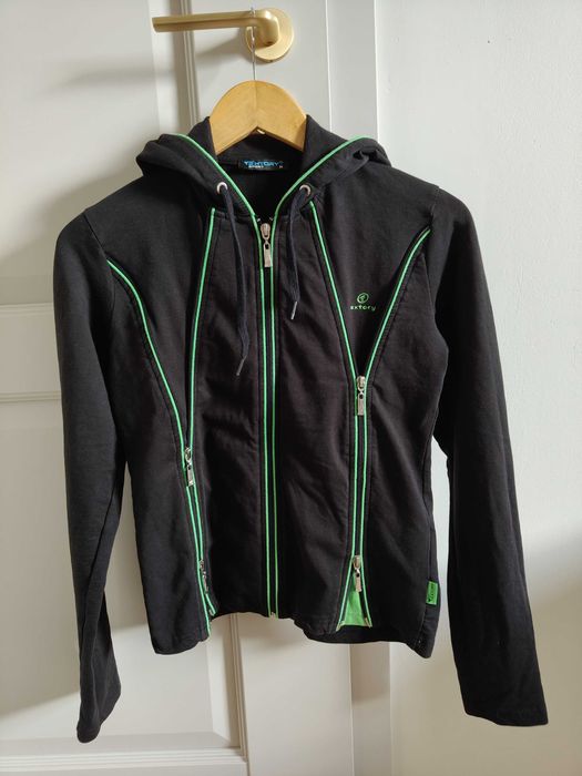 Dres sportowy komplet Bluza z kapturem Spodnie Czarny Zielony M 38