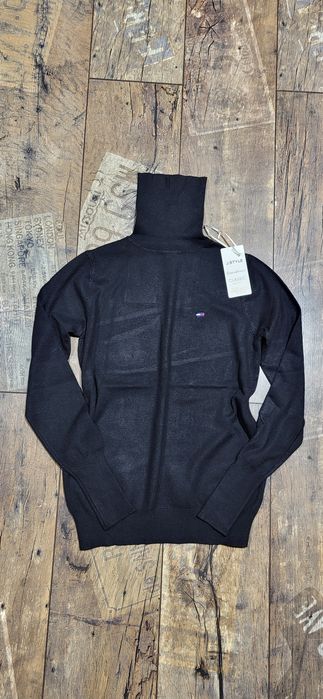 Czarny golf damski jak kaszmir miękki wiskoza premium uni