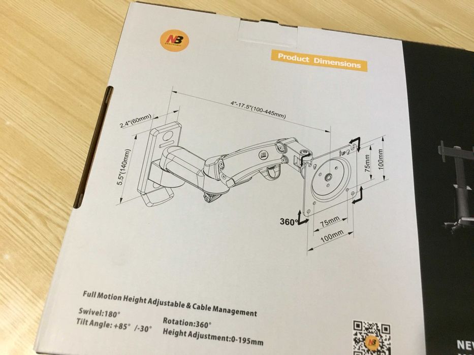 Настенный кронштейн держатель монитора NB F150 17-35” 2025 поворотный
