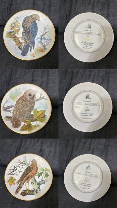 Coleção 12 pratos - aves de rapina - philae