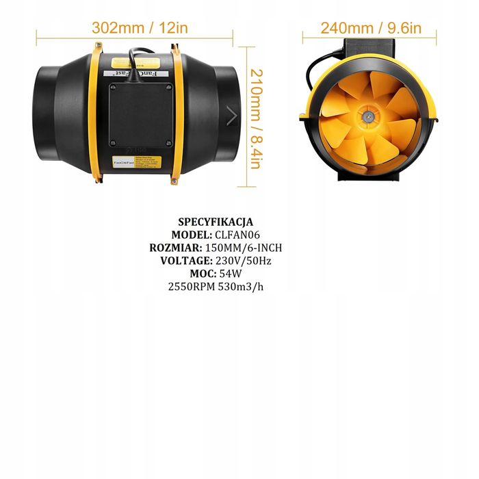 FanGoFast Wentylator kanałowy 100 mm