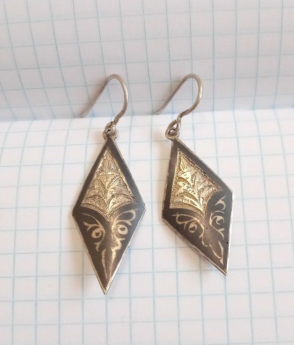 Вінтажні срібні сережки з чорнінням Срібло 875 проба. Зірочка. СССР